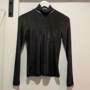 BCBGMaxAzria  Shiny Black Turtleneck